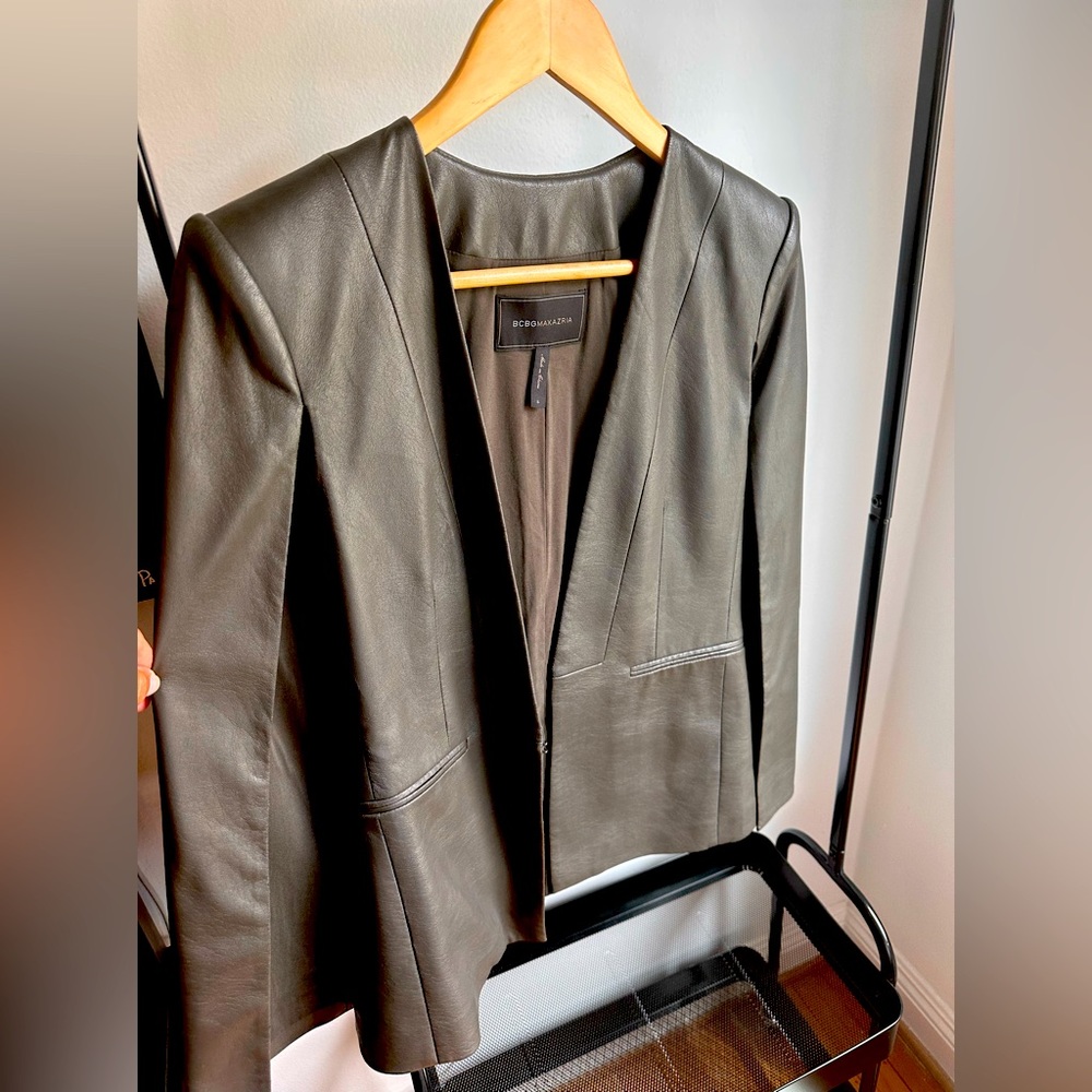 BCBG MaxAzria Leather Cape Jacket